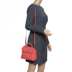 MCM Red Leather Small Milla Top Handle Bag