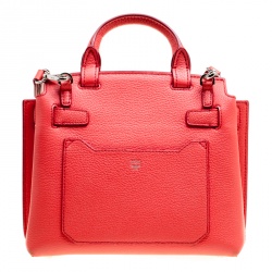 MCM Red Leather Small Milla Top Handle Bag