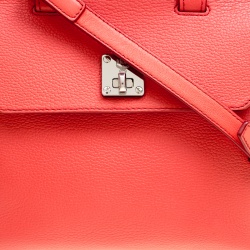 MCM Red Leather Small Milla Top Handle Bag