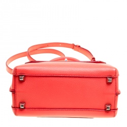 MCM Red Leather Small Milla Top Handle Bag