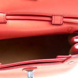 MCM Red Leather Small Milla Top Handle Bag