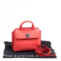 MCM Red Leather Small Milla Top Handle Bag