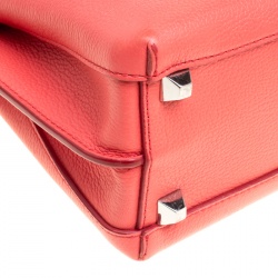 MCM Red Leather Small Milla Top Handle Bag