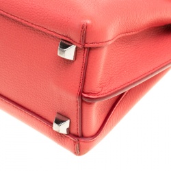 MCM Red Leather Small Milla Top Handle Bag