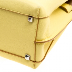 MCM Yellow Leather Medium Milla Top Handle Bag