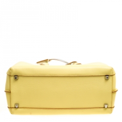 MCM Yellow Leather Medium Milla Top Handle Bag
