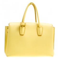 MCM Yellow Leather Medium Milla Top Handle Bag