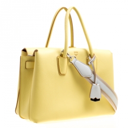 MCM Yellow Leather Medium Milla Top Handle Bag