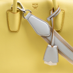 MCM Yellow Leather Medium Milla Top Handle Bag
