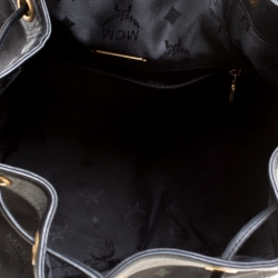 MCM Black Nylon Drawstring Bucket Bag