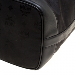 MCM Black Nylon Drawstring Bucket Bag