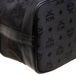 MCM Black Nylon Drawstring Bucket Bag