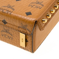 MCM Cognac Leather Berlin Top Handle Shoulder Bag