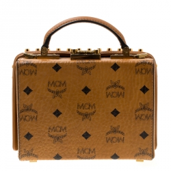 MCM Cognac Leather Berlin Top Handle Shoulder Bag