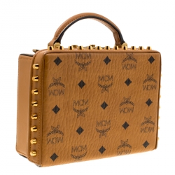 MCM Cognac Leather Berlin Top Handle Shoulder Bag