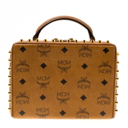 MCM Cognac Leather Berlin Top Handle Shoulder Bag