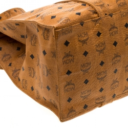 MCM Cognac Visetos Coated Canvas Extra Large Heritage Top Zip Shopper Tote