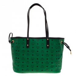 Pre Owned MCM Green/Black Visetos Leather Shopper Project Reversible Tote
