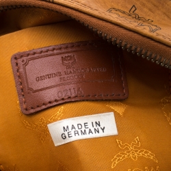 Pre Owned MCM Cognac Visetos Leather Zip Crossbody Bag