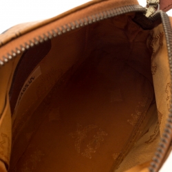 Pre Owned MCM Cognac Visetos Leather Zip Crossbody Bag