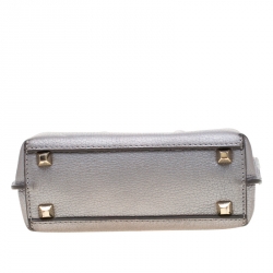 MCM Silver Leather X Mini Milla Crossbody Bag