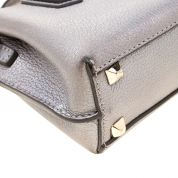 MCM Silver Leather X Mini Milla Crossbody Bag