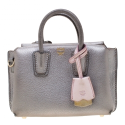 MCM Silver Leather X Mini Milla Crossbody Bag
