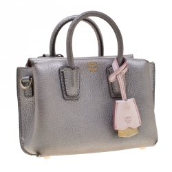 MCM Silver Leather X Mini Milla Crossbody Bag