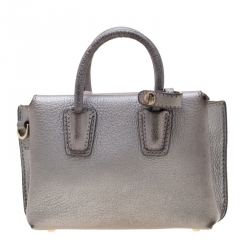 MCM Silver Leather X Mini Milla Crossbody Bag