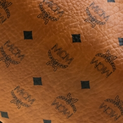 Pre Owned MCM Black/Cognac Visetos Coated Canvas and Leather Corina Tote