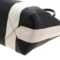 MCM Black/White Canvas Medium Ilse East-West Tote