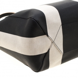 MCM Black/White Canvas Medium Ilse East-West Tote