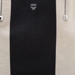 MCM Black/White Canvas Medium Ilse East-West Tote
