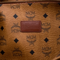 MCM Cognac Visetos Coated Canvas Top Zip Tote