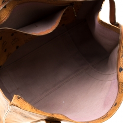 MCM Cognac Visetos Coated Canvas Top Zip Tote