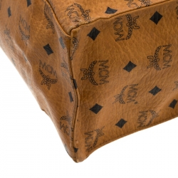MCM Cognac Visetos Coated Canvas Top Zip Tote