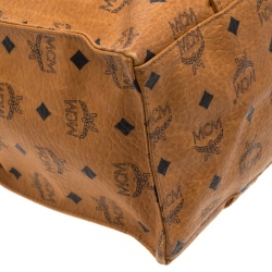 MCM Cognac Visetos Coated Canvas Top Zip Tote