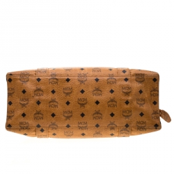 MCM Cognac Visetos Coated Canvas Top Zip Tote