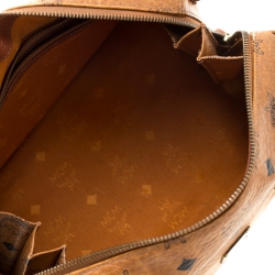 MCM Cognac Visetos Coated Canvas Small Heritage Boston Bag