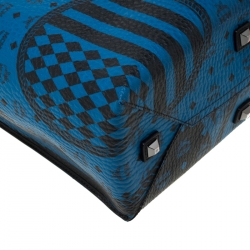 MCM Blue/Black Visetos Baroque Print Kira North South Tote 