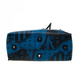 MCM Blue/Black Visetos Baroque Print Kira North South Tote 