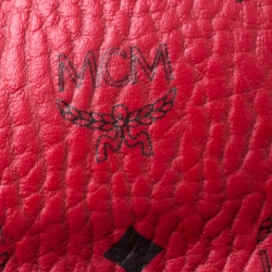 MCM Red Visetos Leather Envelope Clutch