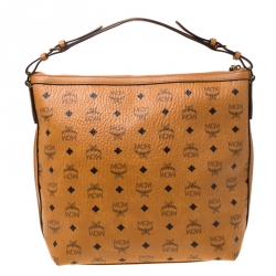 MCM Cognac Visetos Coated Canvas and Leather Crossbody Bag