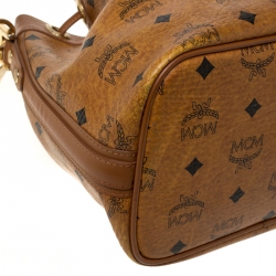 MCM Cognac Visetos Coated Canvas Heritage Drawstring Bag