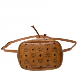 MCM Cognac Visetos Coated Canvas Heritage Drawstring Bag