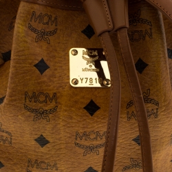 MCM Cognac Visetos Coated Canvas Heritage Drawstring Bag