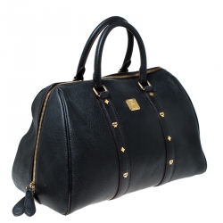 MCM Black Leather Bowler Bag
