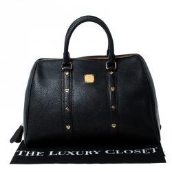 MCM Black Leather Bowler Bag