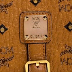 MCM Cognac/Black Visetos Leather Top Handle Bag            