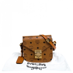MCM Cognac Visetos Coated Canvas and Leather Patricia Crossbody Bag